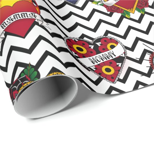 Black Chevron Mom Tattoo Cadeaupapier (Rol Hoek)