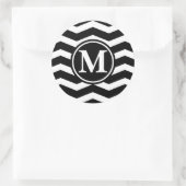 Black Chevron Monogram Ronde Sticker (Tas)