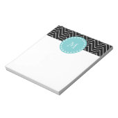 Black Chevron Pattern | Blauwgroen monogram Notitieblok (Linkerzijde)