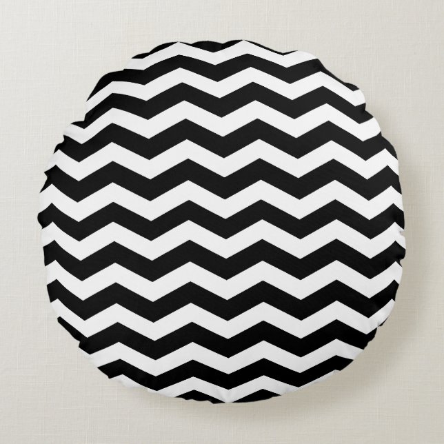 Black Chevron Pattern Kussens (Voorkant)