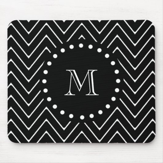 Black Chevron Pattern | Zwart monogram Muismat (Voorkant)