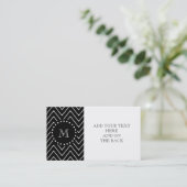 Black Chevron Pattern | Zwart monogram Visitekaartje (Staand voorkant)