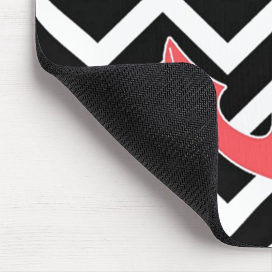 Black Chevron Pink Anchor Muismat (Hoek)