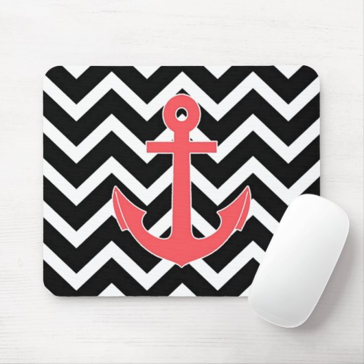 Black Chevron Pink Anchor Muismat (Met muis)