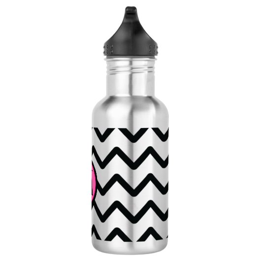 Black Chevron Pink Monogram Waterfles (Rechts)