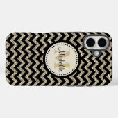 Black Chevron Silver Gold Monogram Case-Mate iPhone Case (Achterkant (horizontaal))