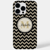 Black Chevron Silver Gold Monogram Case-Mate iPhone Case (Achterkant)