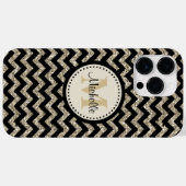 Black Chevron Silver Gold Monogram Case-Mate iPhone Case (Achterkant (horizontaal))