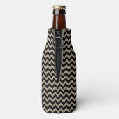 Black Chevron Silver Gold Monogram Flesjeskoeler (Fles Achterkant)