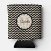 Black Chevron Silver Gold persoonlijk Blikjeskoeler (Achterkant)