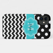 Black Chevron Stippen Blauwgroen persoonlijke tele Case-Mate iPhone Case (Achterkant (horizontaal))