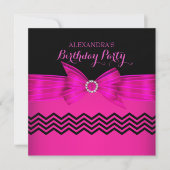 Black Chevron Stripe Birthday Party Kaart (Voorkant)