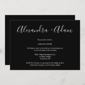 Black Chic Calligraphy Rehearsal Dinner Invitation Kaart (Voorkant / Achterkant)