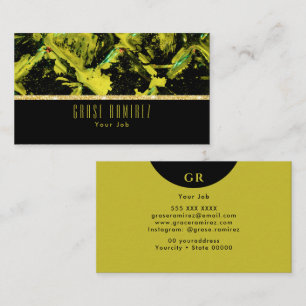 Black Chic Faux Gold Glitter Monogram Visitekaartje