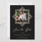 Black Chic Flourish Ornament Lace Effect Photo (Voorkant)