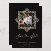 Black Chic Flourish Ornament Lace Effect Photo (Voorkant / Achterkant)