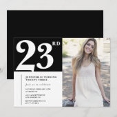 Black Chic Foto 23e verjaardag Uitnodigingen (Voorkant / Achterkant)