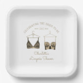 Black Chic Lace Waterverf Lingerie Vrijgezellenfee Papieren Bordje (Voorkant)