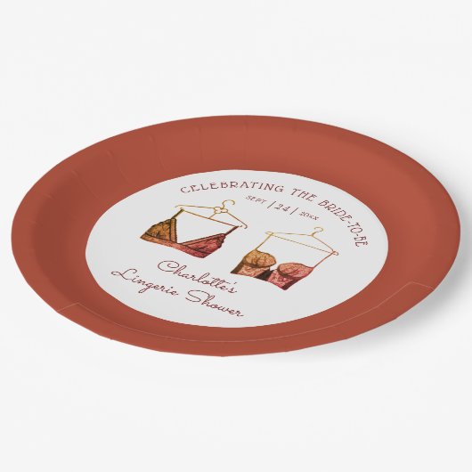 Black Chic Lace Waterverf Lingerie Vrijgezellenfee Papieren Bordje (Gekanteld)