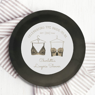 Black Chic Lace Waterverf Lingerie Vrijgezellenfee Papieren Bordje