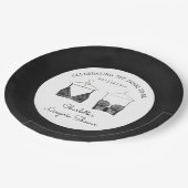 Black Chic Lace Waterverf Lingerie Vrijgezellenfee Papieren Bordje (Gekanteld)