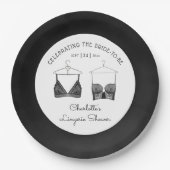 Black Chic Lace Waterverf Lingerie Vrijgezellenfee Papieren Bordje (Voorkant)