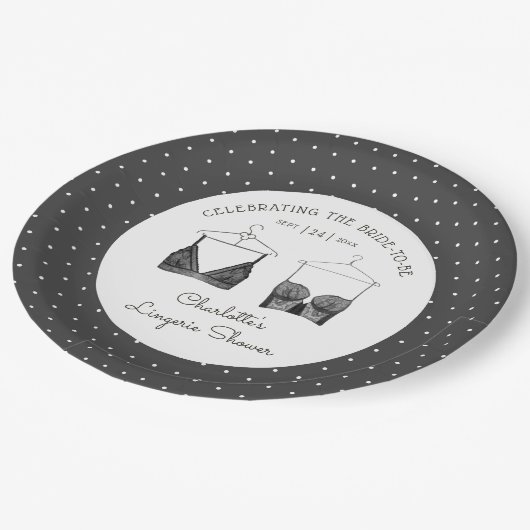 Black Chic Lace Waterverf Lingerie Vrijgezellenfee Papieren Bordje (Gekanteld)