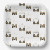 Black Chic Lace Waterverf Lingerie Vrijgezellenfee Papieren Bordje (Voorkant)