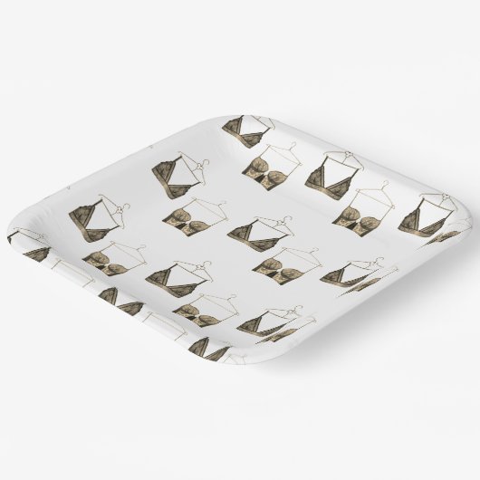 Black Chic Lace Waterverf Lingerie Vrijgezellenfee Papieren Bordje (Gebogen)