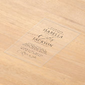 Black Chic Modern Clear Script Wedding Acryl Uitnodigingen (Laagn)