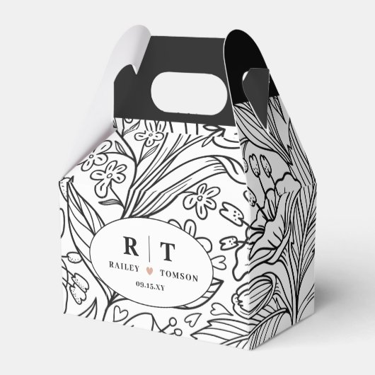 Black Chic Modern Floral Classic Welcome Bags Bedankdoosjes (Voorkant Zijde)