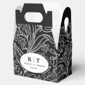 Black Chic Modern Floral Dank je huwelijk Bedankdoosjes (Geopend)