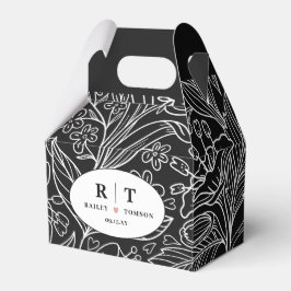 Black Chic Modern Floral Dank je huwelijk Bedankdoosjes