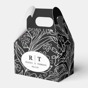 Black Chic Modern Floral Dank je huwelijk Bedankdoosjes