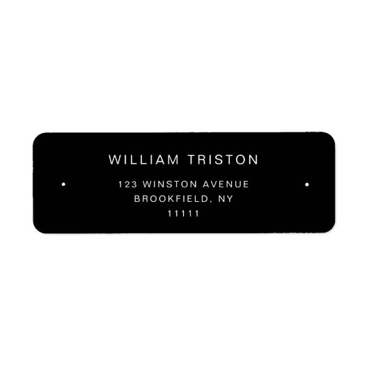 Black Chic Modern Plaque Return Address Label (Voorkant)