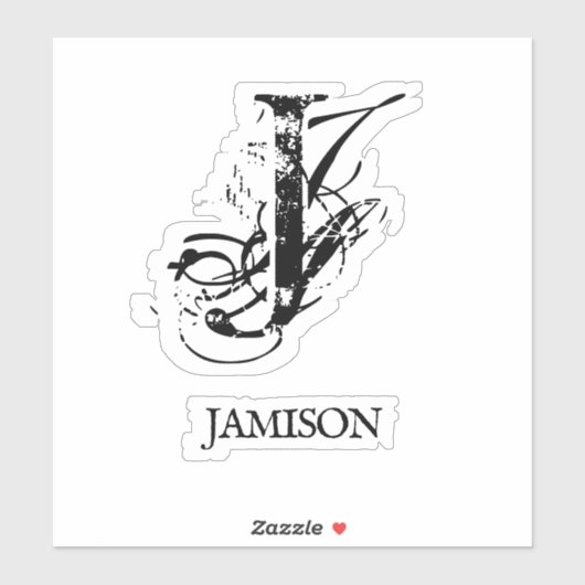 Black Chic Monogram Logo Name Business Laptop Sticker (Vel)