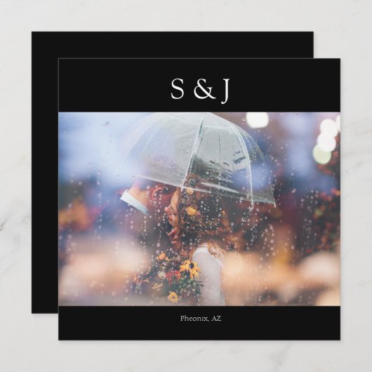 Black Chic Photo Elegant Modern Square minimalist Kaart (Voorkant / Achterkant)