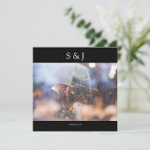 Black Chic Photo Elegant Modern Square minimalist Kaart (Staand voorkant)