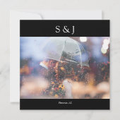 Black Chic Photo Elegant Modern Square minimalist Kaart (Voorkant)