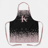 Black Chic Roos Gold Diamond Glitter Monogramed Schort (Voorkant)