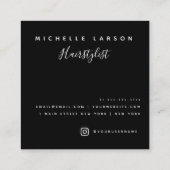 Black Chic Square Floral Monogram Visitekaartje (Achterkant)