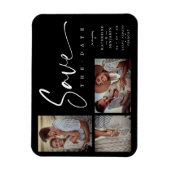 Black Chic Trendy Collage Wedding Covid19 3 Foto's Magneet (Verticaal)