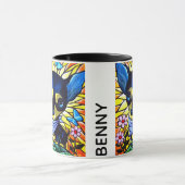 Black Chihuahua Dog Cartoon Art Persoonlijke naam Mok (Midden)