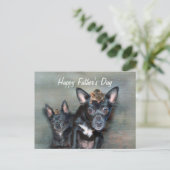 Black Chihuahua Dog met muis-Vaderdag Briefkaart (Staand voorkant)