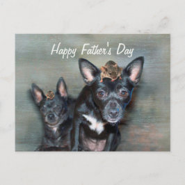 Black Chihuahua Dog met muis-Vaderdag Briefkaart