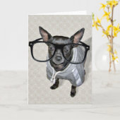 Black Chihuahua met bril foto Kaart (Gele Bloem)