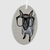 Black Chihuahua met bril foto Ornament (voorkant)