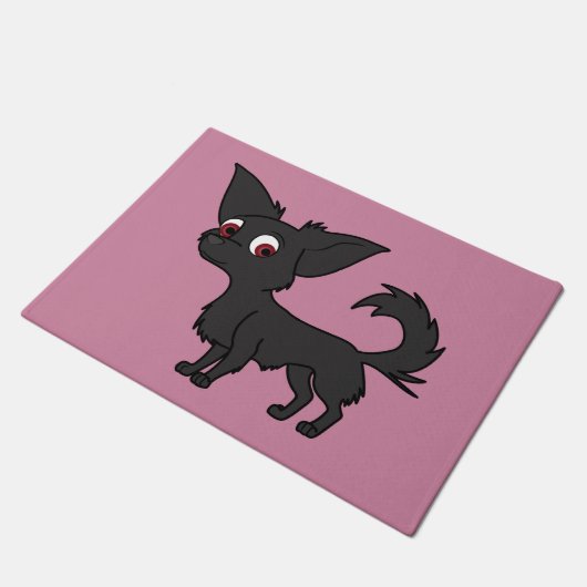 Black Chihuahua met Long Hair Deurmat (Schuin)