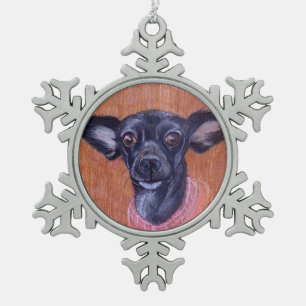 Black Chihuahua Ornament- Ohio kunstenaar Carol Ze Tin Sneeuwvlok Ornament