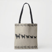 Black Chihuahua Silhouette  Floral Tas (Voorkant)